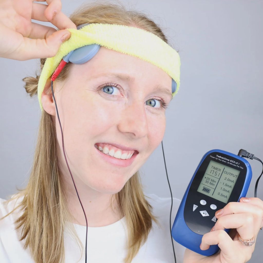 Compact at-home tDCS kit for brain health and focus